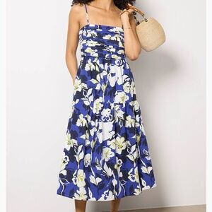 Evereve Blue and White Floral Midi Dress